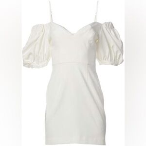 Keepsake the label puff sleeve off the shoulder mini dress in white. Size 4